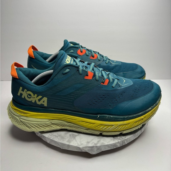 Hoka One One Stinson ATR 6 Mens 12.5 Running Shoes Blue Coral Comfort Sneakers - Picture 3 of 7